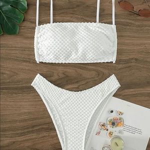 New white bridal bathing suit high waisted bikini